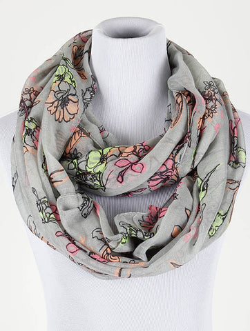 SCARF   FLORAL PRINT  NYF59096GRY - Scarvesnthangs
 - 2