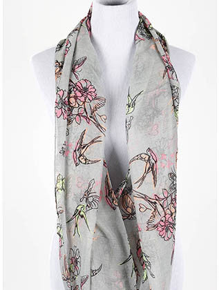 SCARF   FLORAL PRINT  NYF59096GRY - Scarvesnthangs
 - 3