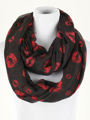 SCARF   KISS PRINT  NYF59099BLK