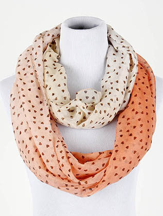 SCARF   MINI HEART PRINT  NYF59101ORG
