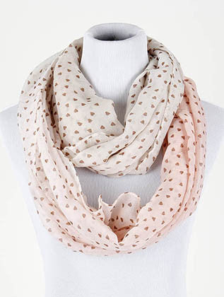 SCARF   MINI HEART PRINT  NYF59101PNK - Scarvesnthangs
 - 1