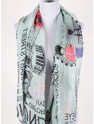 SCARF   LONDON THEME PRINT  NYF59102MLT - Scarvesnthangs
 - 3