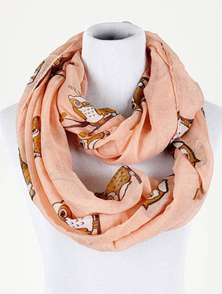 SCARF   OWL PRINT  NYF59103PNK - Scarvesnthangs
 - 1