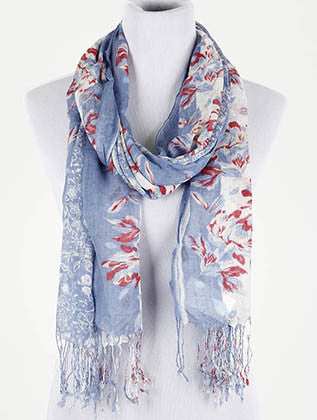 SCARF   FLORAL  SCF4013BLU - Scarvesnthangs
 - 1