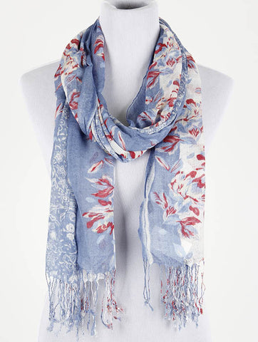 SCARF   FLORAL  SCF4013BLU - Scarvesnthangs
 - 2