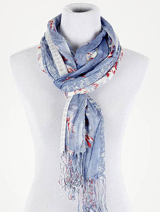 SCARF   FLORAL  SCF4013BLU - Scarvesnthangs
 - 3