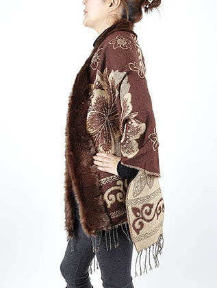 SCARF   FAUX FUR TRIM  SGF1007BRO - Scarvesnthangs
 - 3