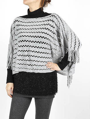 SCARF   METALLIC THREAD ACCENT  SGF1018GRY - Scarvesnthangs
 - 1