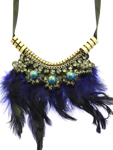 NECKLACE  WJN8098GDBLU - Scarvesnthangs
 - 2