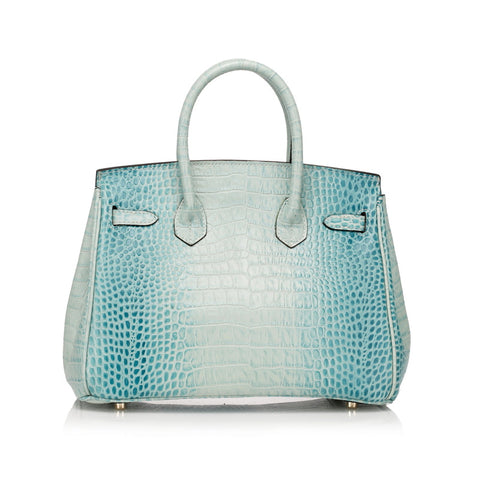 Blue leather tote
