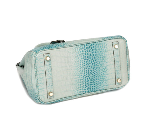 Blue leather tote