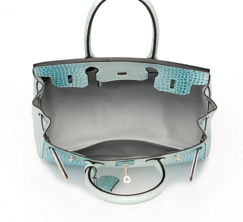 Blue leather tote
